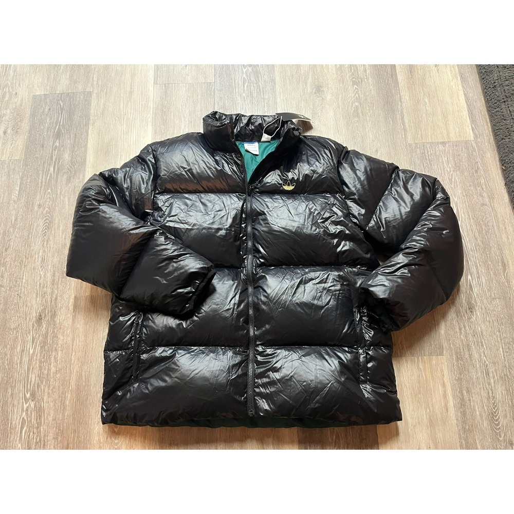 NWT Rare Adidas x Tyshawn Black Glossy Winter Puffer Jacket Down Coat XL